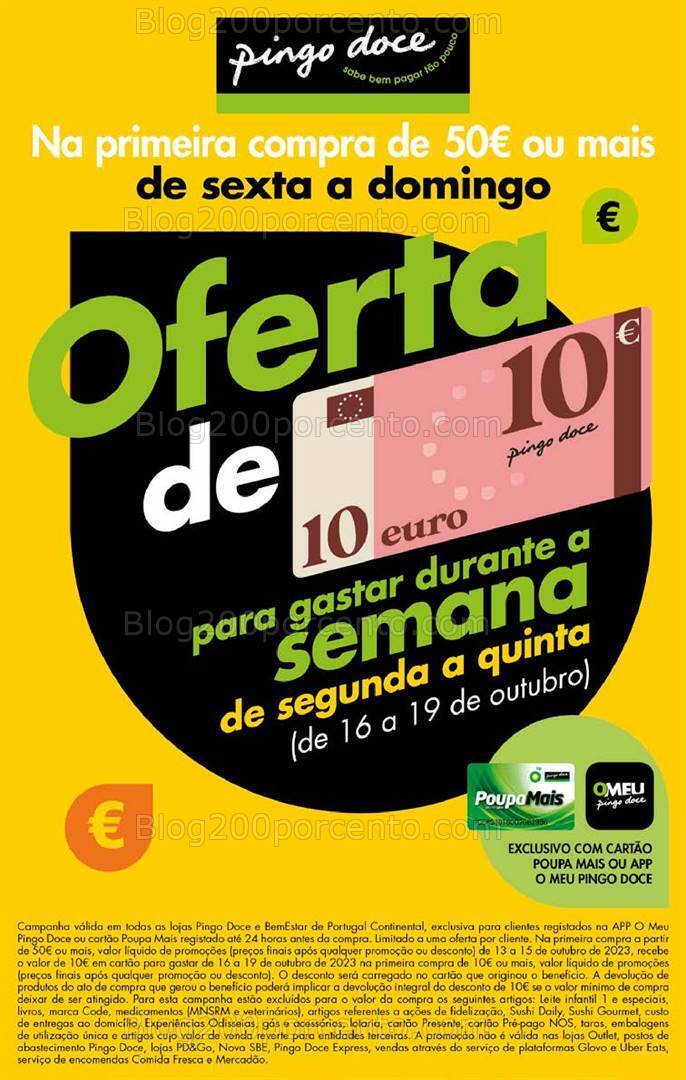 ALERTA - Oferta de 10€ PINGO DOCE Promoções Fim de Semana - 13 a 15 outubro
