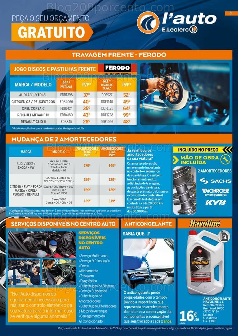 Antevisão Folheto E-LECLERC Auto Promoções de 11 outubro a 3 dezembro