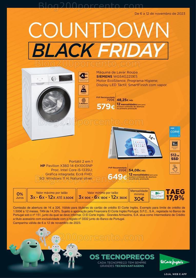 Antevisão Folheto EL CORTE INGLÉS Black Friday Promoções de 6 a 12 novembro