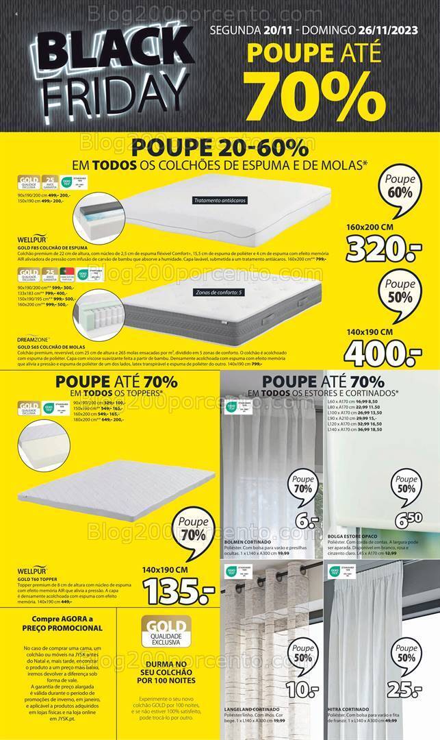 Antevisão Folheto JYSK Black Friday Promoções de 17 a 26 novembro