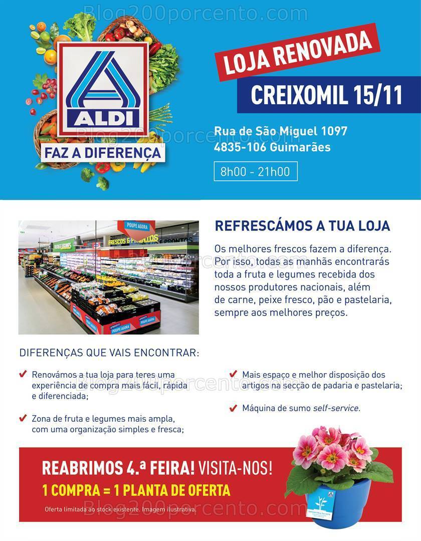 Antevisão Folheto ALDI Reabertura Creixomil Promoções de 15 a 21 novembro