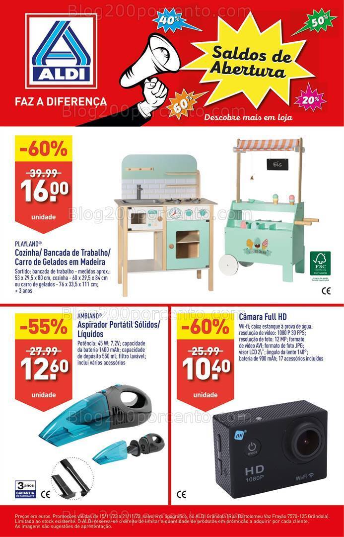 Antevisão Folheto ALDI Saldos de Abertura - Grândola Promoções de 15 a 21 novembro