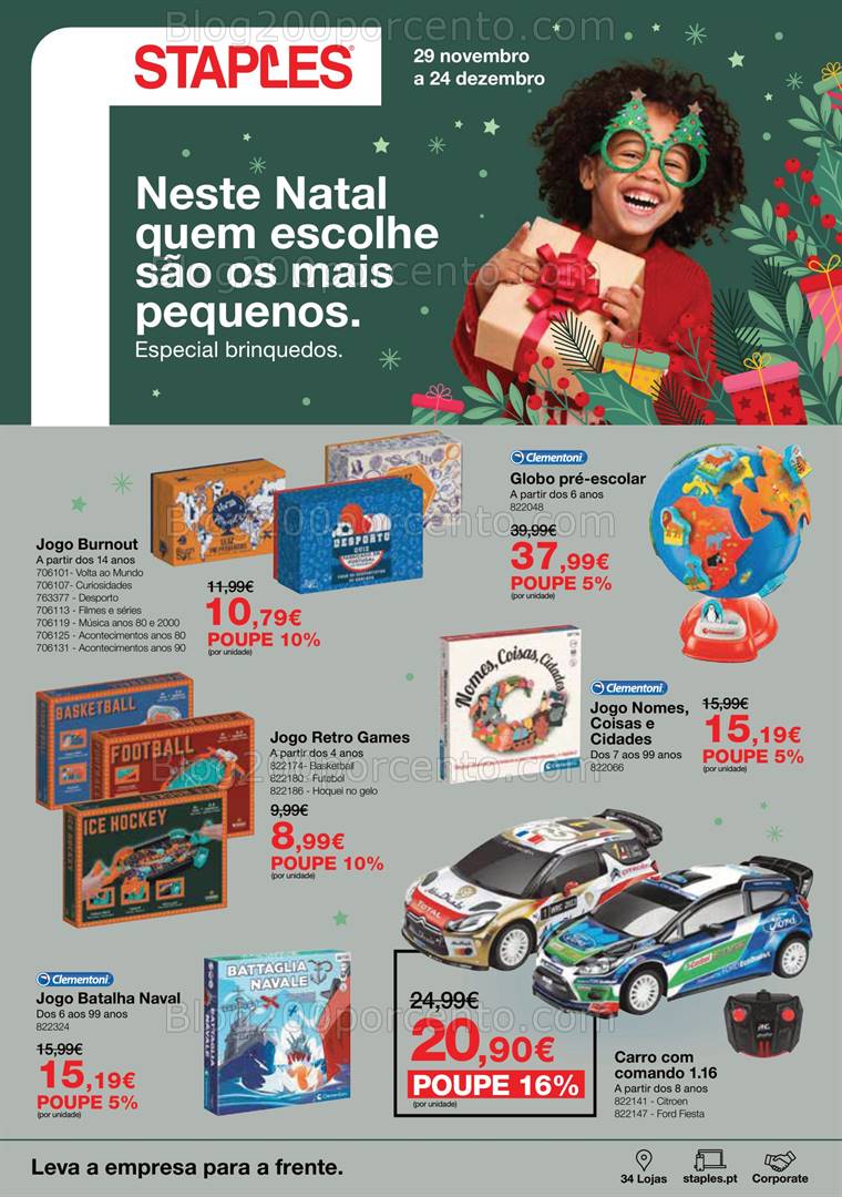 Antevisão Folheto STAPLES Brinquedos Natal Promoções de 29 novembro a 24 dezembro