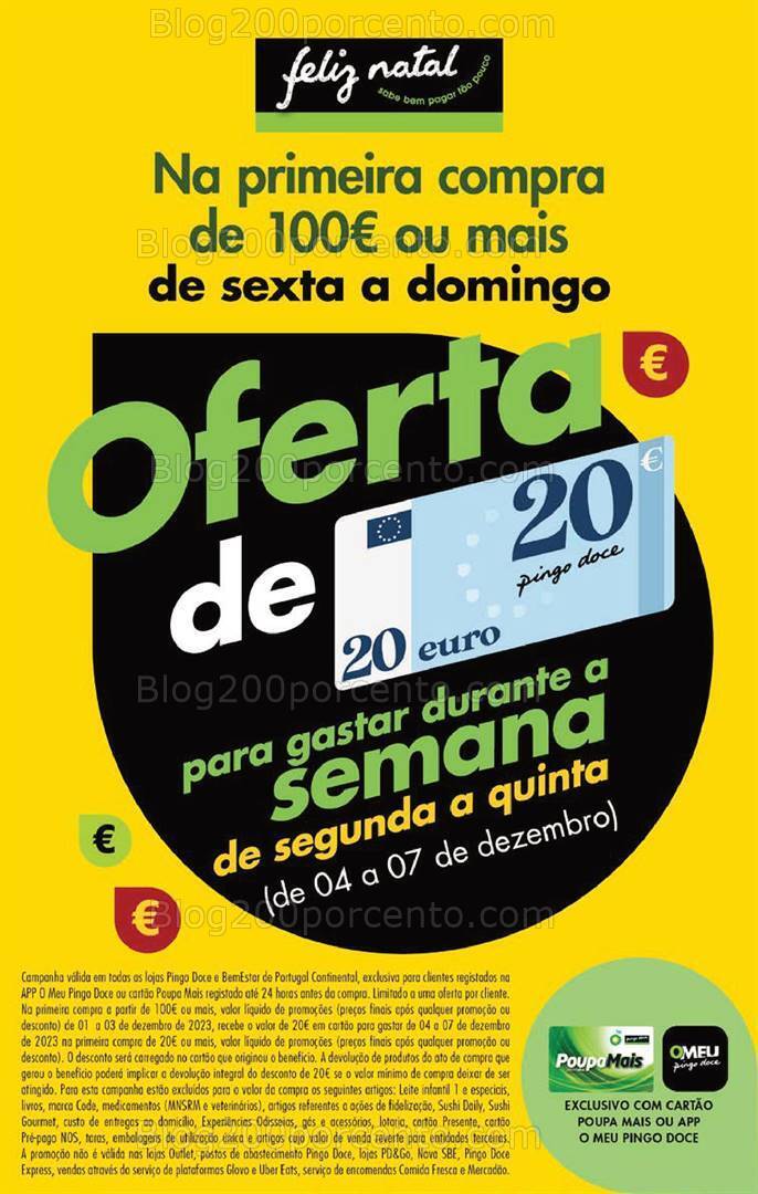 ALERTA - Oferta de 20€ PINGO DOCE Fim de Semana - 1 a 3 dezembro