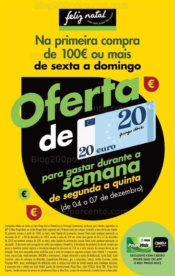 ALERTA - Oferta de 20€ PINGO DOCE Fim de Semana - 1 a 3 dezembro