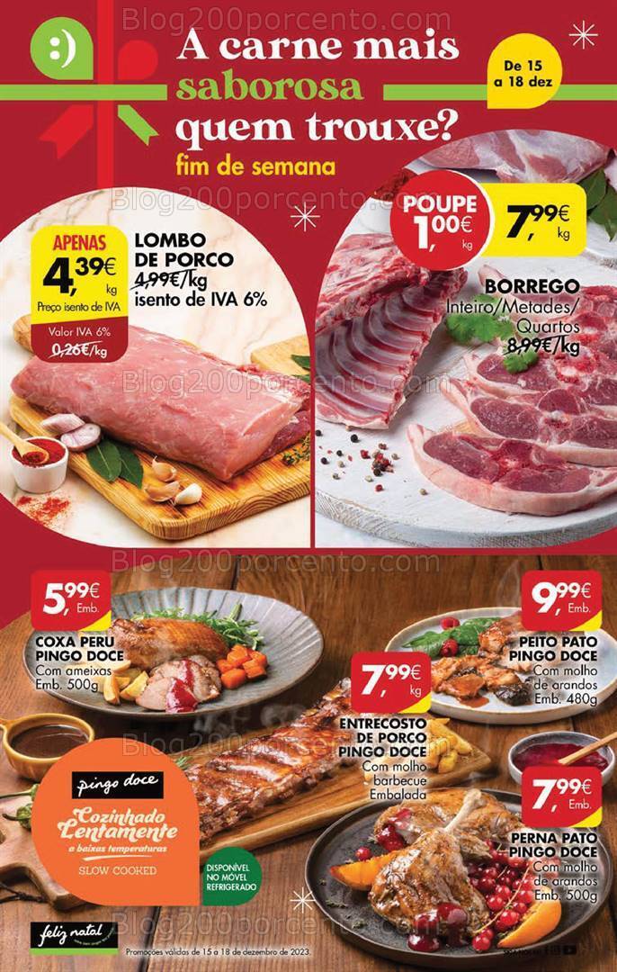 Antevisão Folheto PINGO DOCE Promoções Fim de Semana - 15 a 18 dezembro