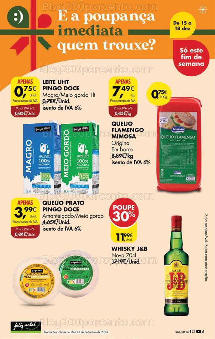 Antevisão Folheto PINGO DOCE Promoções Fim de Semana - 15 a 18 dezembro
