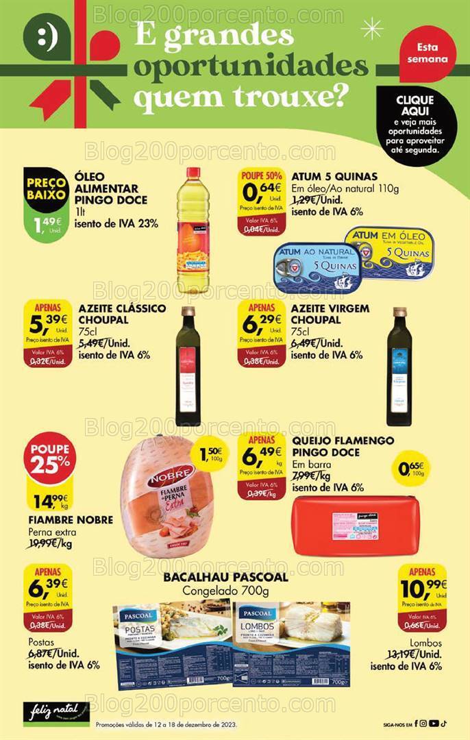Antevisão Folheto PINGO DOCE Promoções Fim de Semana - 15 a 18 dezembro