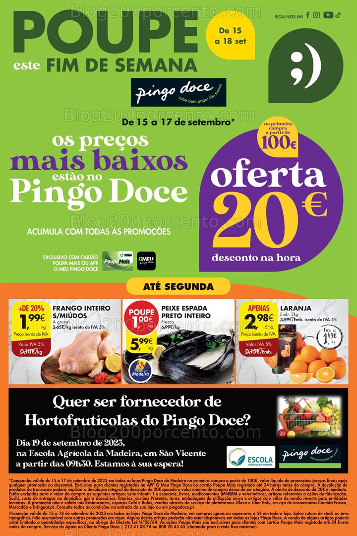 Antevisão Folheto PINGO DOCE Madeira Promoções Fim de Semana - 15 a 18 setembro