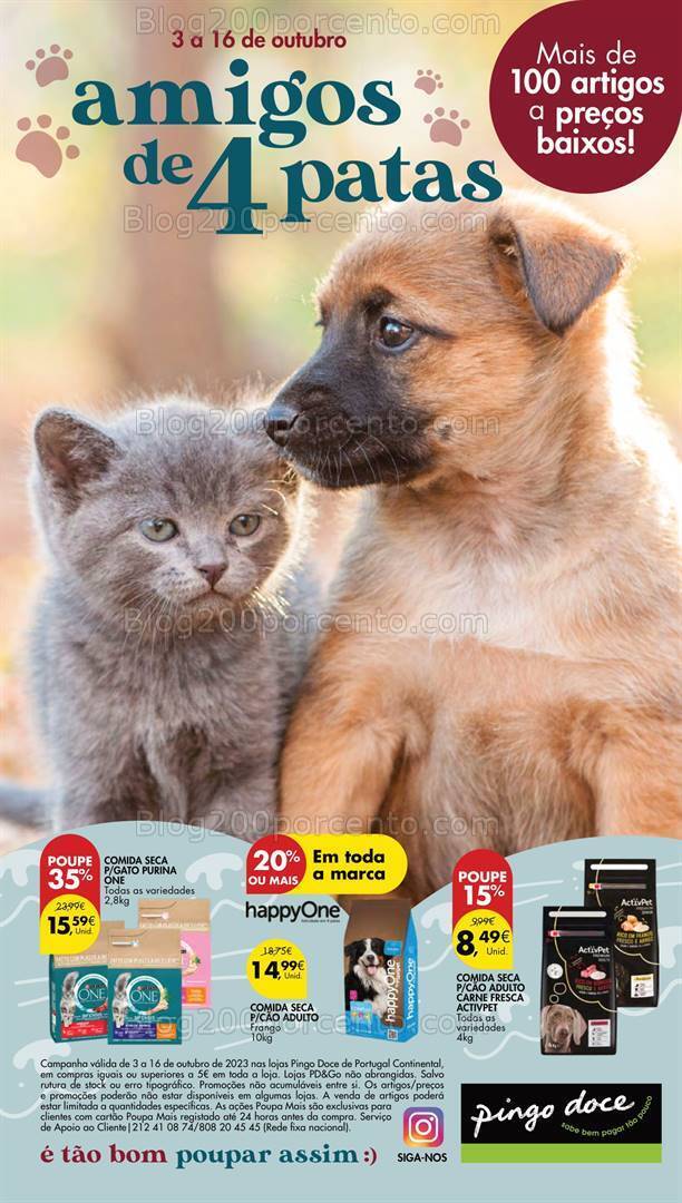 Antevisão Folheto PINGO DOCE Especial Pets Promoções de 3 a 16 outubro