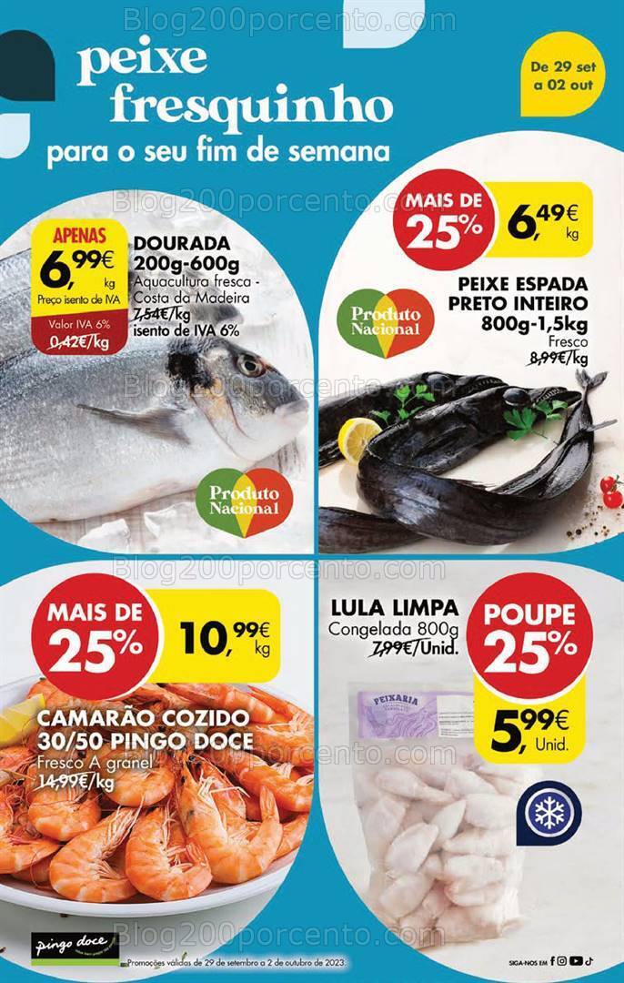 Antevisão Folheto PINGO DOCE Promoções Fim de Semana - 29 setembro a 2 outubro
