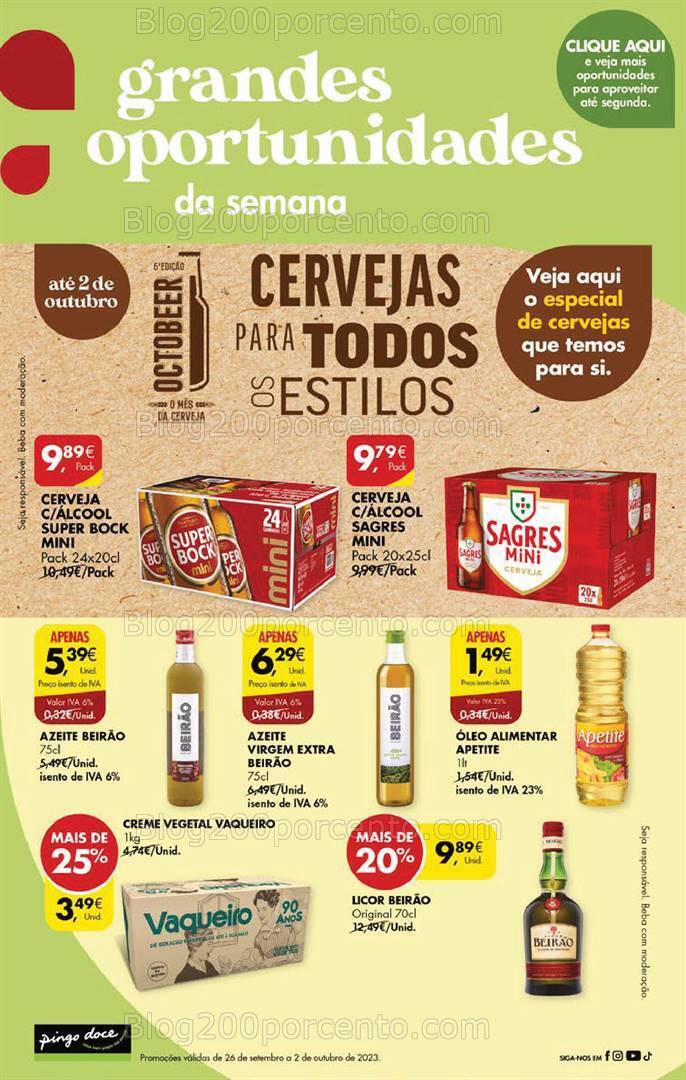 Antevisão Folheto PINGO DOCE Promoções Fim de Semana - 29 setembro a 2 outubro