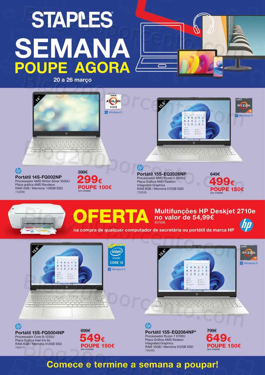 Antevisão Folheto STAPLES Tecnologia Promoções de 20 a 26 março