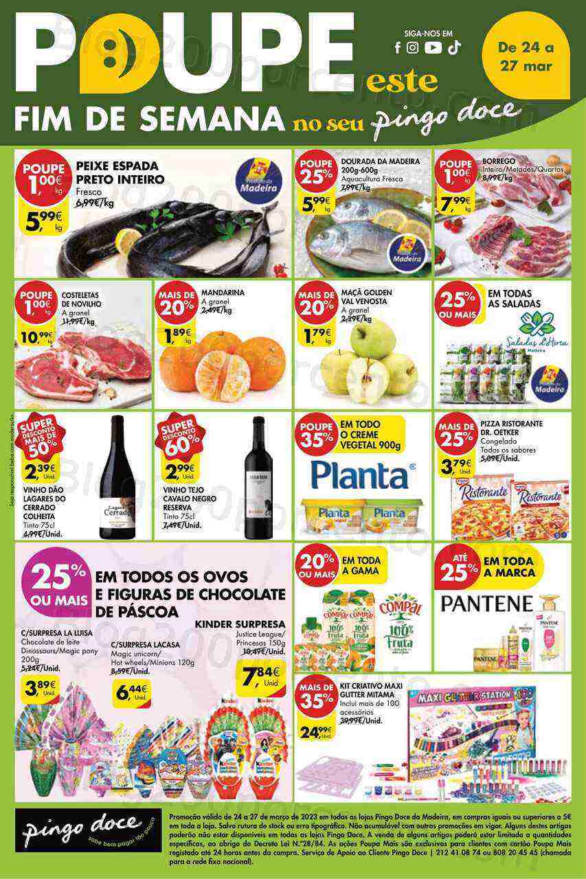 Antevisão Folheto PINGO DOCE Promoções Fim de Semana Madeira - 24 a 27 março