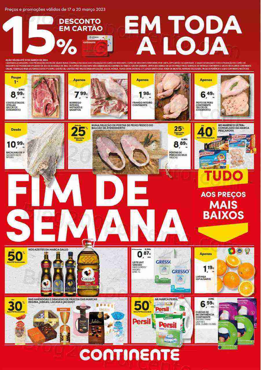Antevisão Folheto CONTINENTE Promoções Fim de Semana - 17 a 20 março