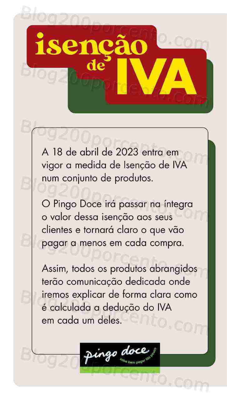 Antevisão Folheto PINGO DOCE Isenção Iva Promoções de 18 a 24 abril