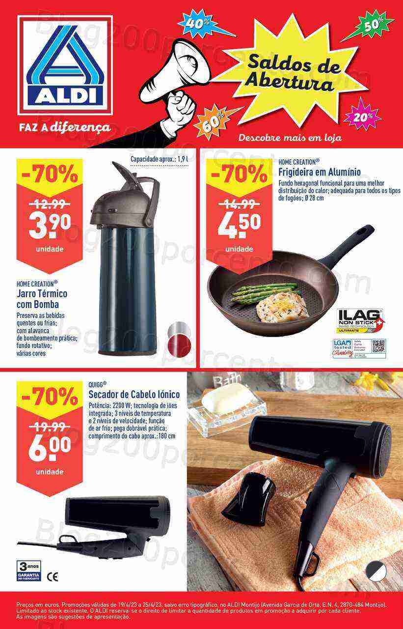 Antevisão Folheto ALDI Saldos Abertura Montijo Promoções de 19 a 25 abril