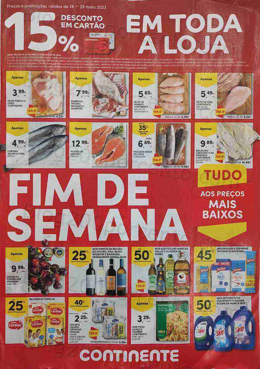 Antevisão Folheto CONTINENTE Promoções Fim de Semana - 26 a 29 maio