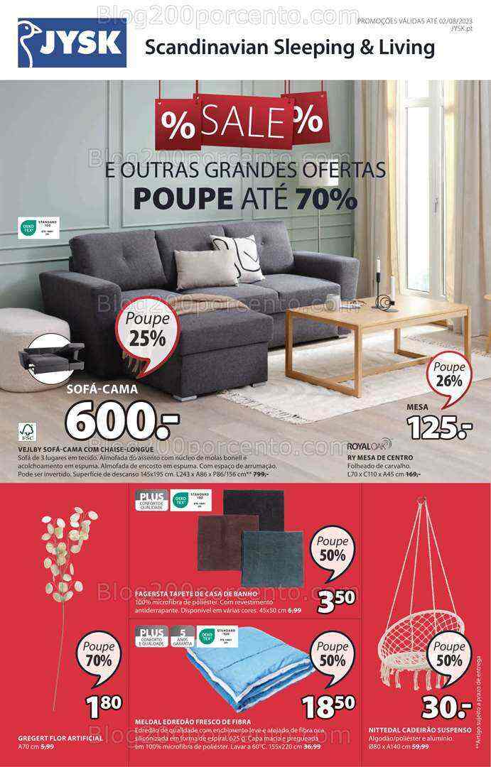Antevisão Folheto JYSK Promoções até 2 agosto