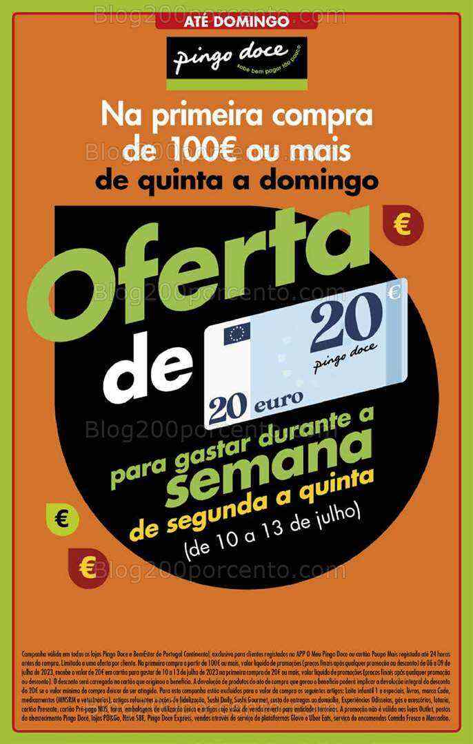 ALERTA - Oferta 20€ PINGO DOCE Promoções Fim de Semana - 6 a 9 julho