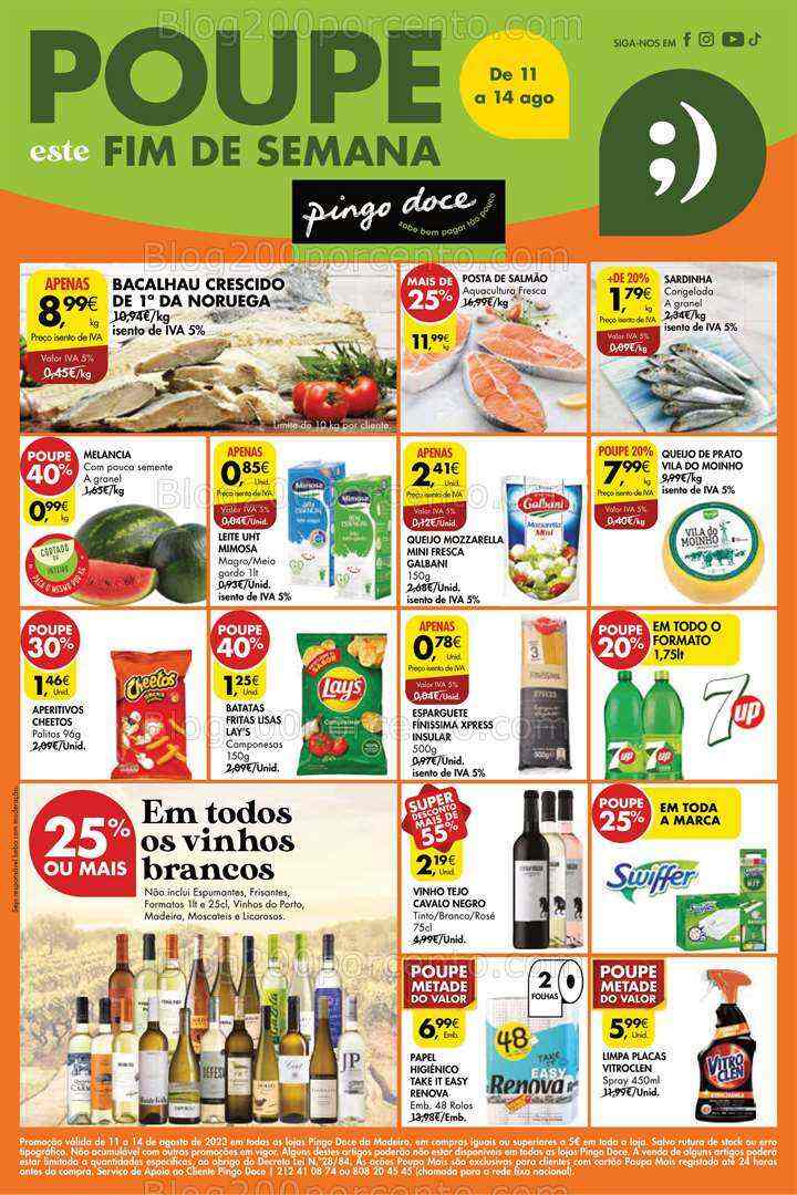 Antevisão Folheto PINGO DOCE Madeira Promoções Fim de Semana - 11 a 14 agosto