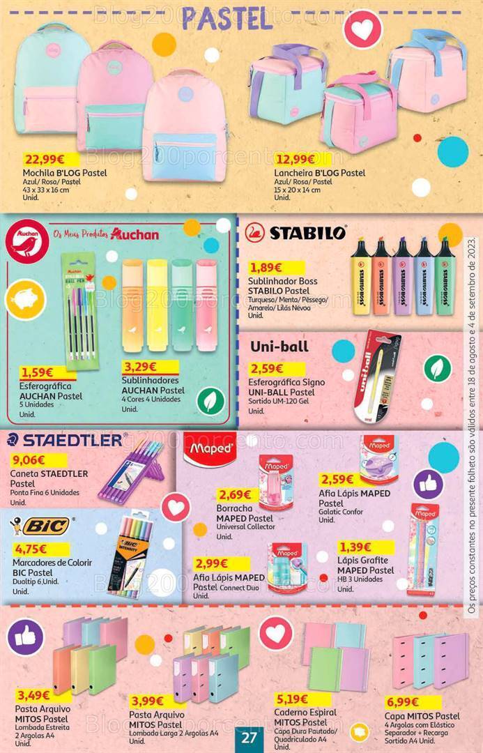 Antevisão Folheto AUCHAN Regresso às Aulas Promoções de 18 agosto a 4 setembro