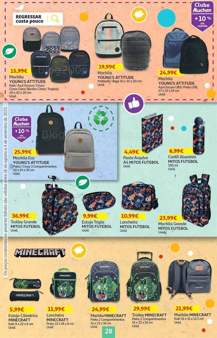 Antevisão Folheto AUCHAN Regresso às Aulas Promoções de 18 agosto a 4 setembro