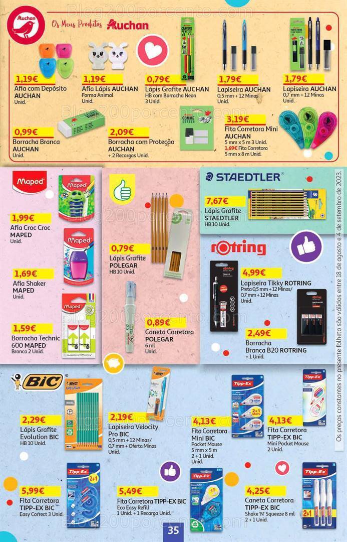 Antevisão Folheto AUCHAN Regresso às Aulas Promoções de 18 agosto a 4 setembro