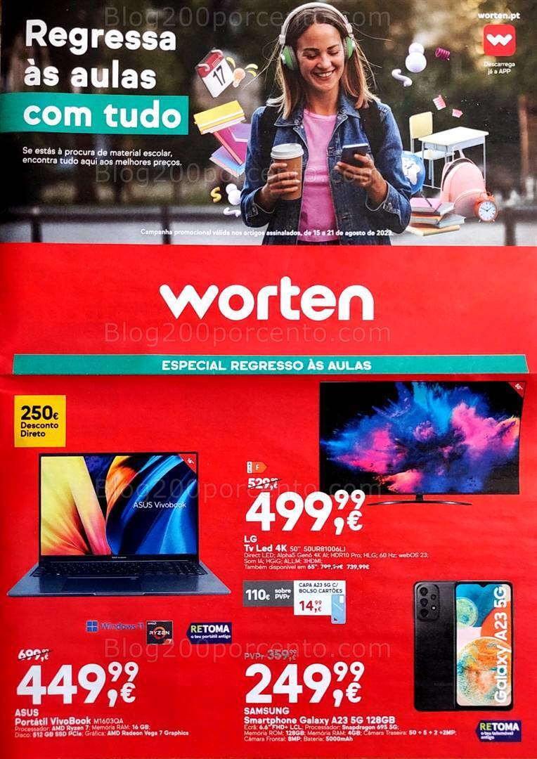 Antevisão Folheto WORTEN Regresso às Aulas Promoções de 15 a 21 agosto