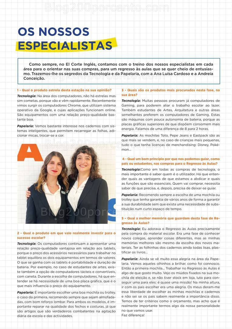 Antevisão Folheto EL CORTE INGLÉS Regresso às Aulas Promoções de 25 agosto a 17 setembro