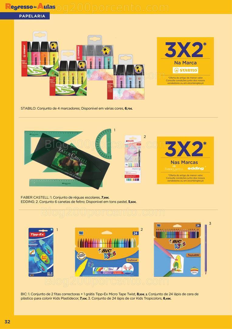 Antevisão Folheto EL CORTE INGLÉS Regresso às Aulas Promoções de 25 agosto a 17 setembro