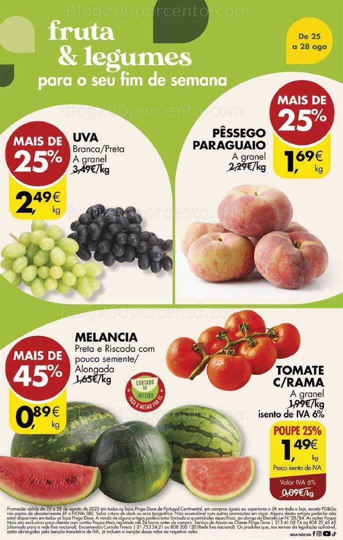Antevisão Folheto PINGO DOCE Promoções Fim de Semana - 25 a 28 agosto