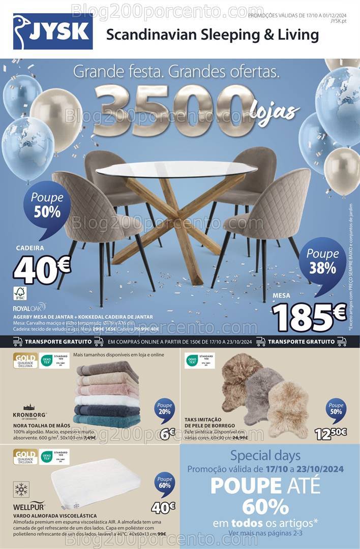 Antevisão Folheto JYSK Promoções de 17 outubro a 1 dezembro