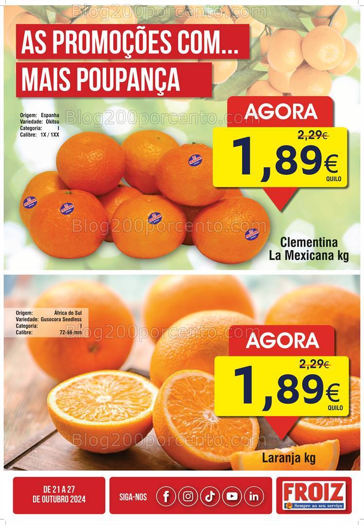 Antevisão Folheto FROIZ Promoções de 21 a 27 outubro
