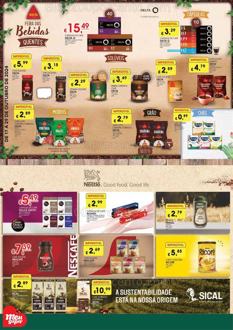 Antevisão Folheto MEU SUPER Bebidas Quentes Promoções de 17 a 29 outubro