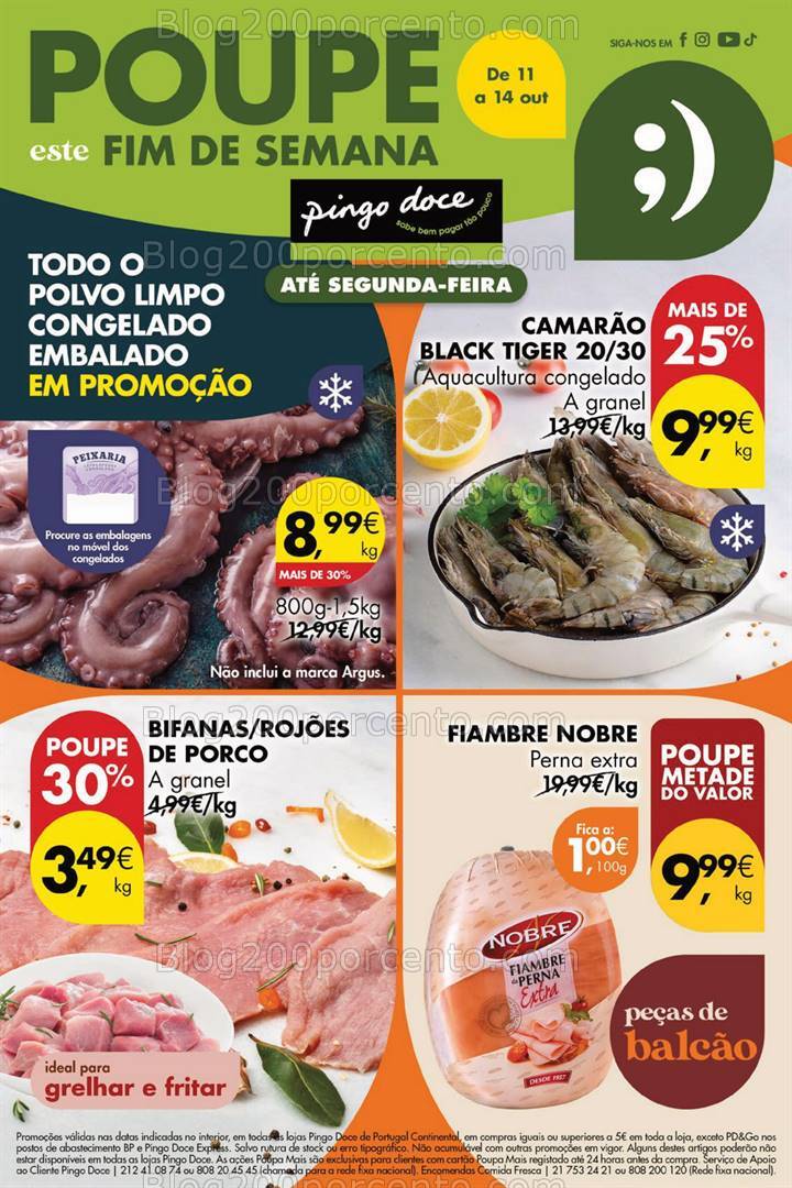 Antevisão Folheto PINGO DOCE Promoções Fim de Semana - 12 a 13 outubro