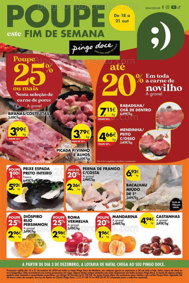 Antevisão Folheto PINGO DOCE Madeira Promoções Fim de Semana - 18 a 21 outubro