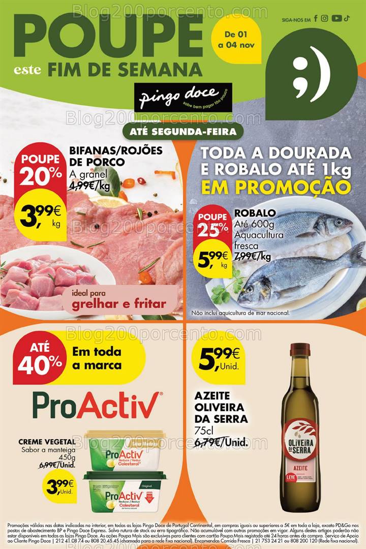 Antevisão Folheto PINGO DOCE Promoções Fim de Semana - 1 a 3 novembro