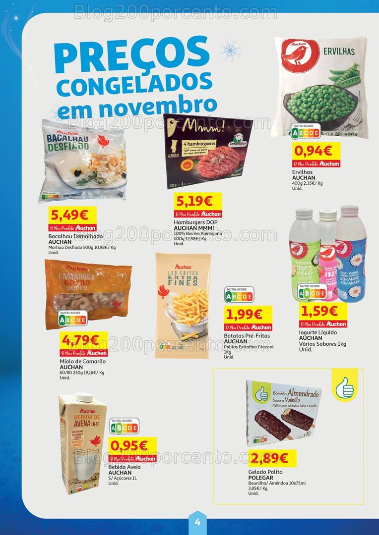 Antevisão Folheto AUCHAN Preços Congelados Promoções de 1 a 30 novembro