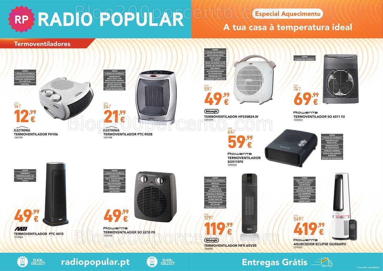 Antevisão Folheto RADIO POPULAR Aquecimento Promoções até 31 janeiro
