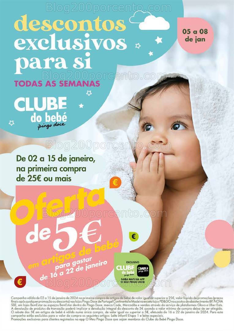 Antevisão Folheto PINGO DOCE Clube do Bebé Promoções de 5 a 8 janeiro