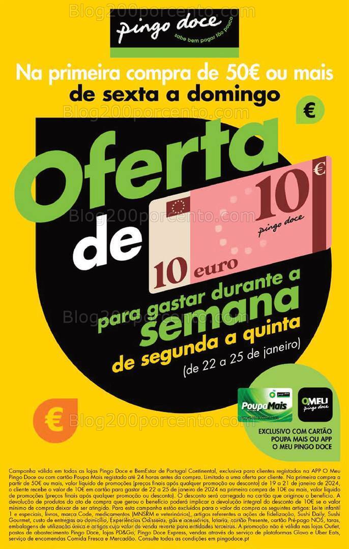 ALERTA - Oferta 10€ PINGO DOCE Promoções Fim de Semana - 19 a 21 janeiro