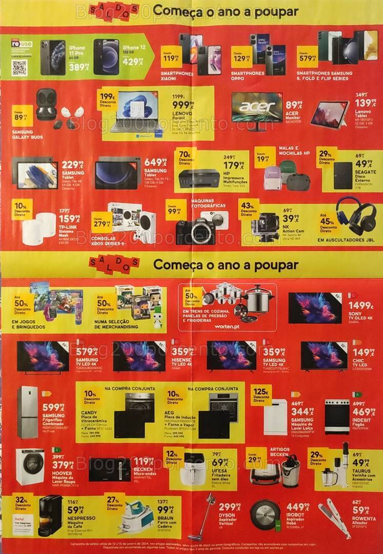 Antevisão Folheto WORTEN Saldos Promoções Fim de Semana - 12 a 15 janeiro