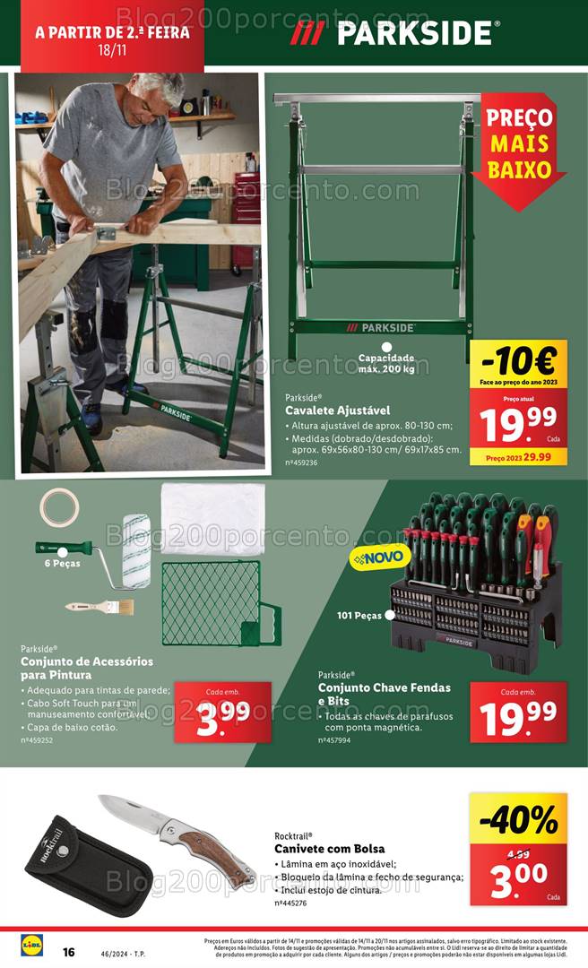 Antevisão Folheto LIDL Parkside Promoções de 18 novembro