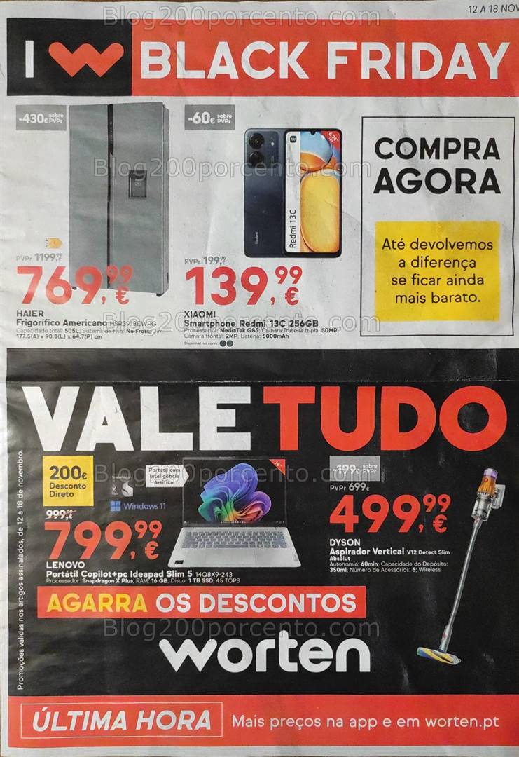 Antevisão Folheto WORTEN Black Friday Promoções de 12 a 18 novembro