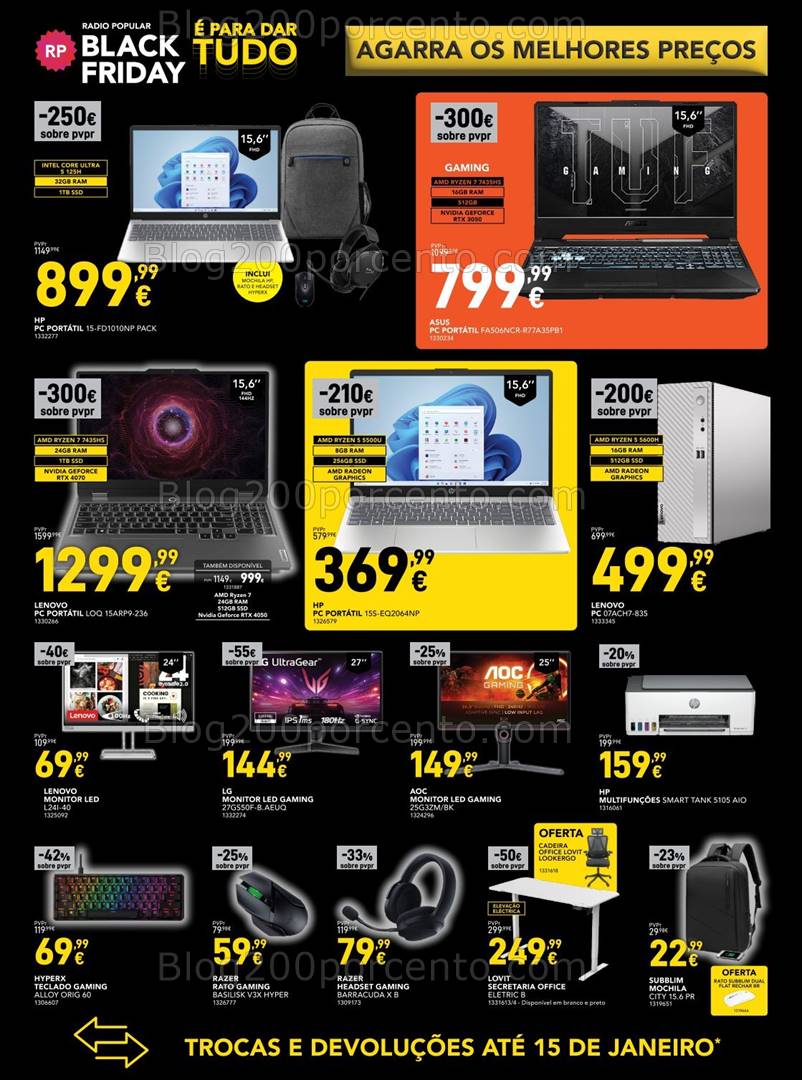 Antevisão Folheto RADIO POPULAR Black Friday Promoções de 19 a 25 novembro