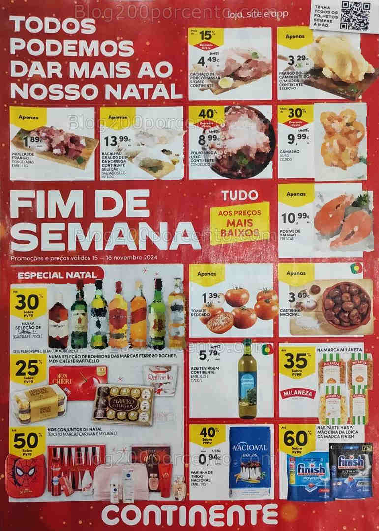 Antevisão Folheto CONTINENTE Promoções Fim de Semana - 15 a 18 novembro