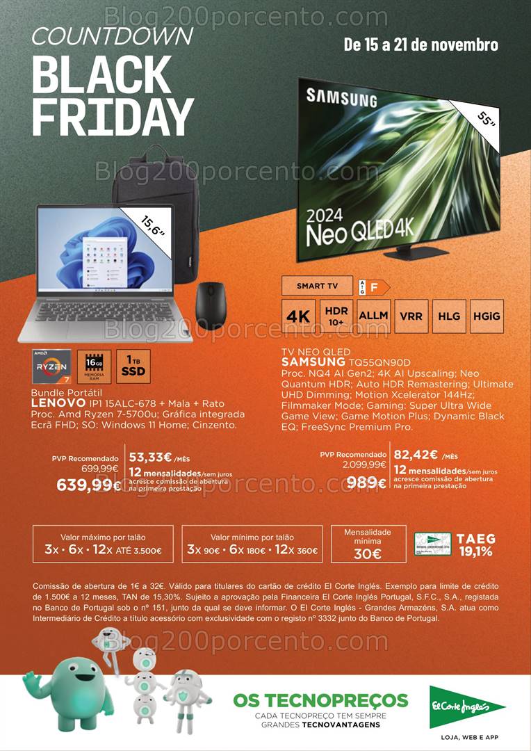 Antevisão Folheto EL CORTE INGLÉS Countdown Black Friday Promoções até 21 novembro