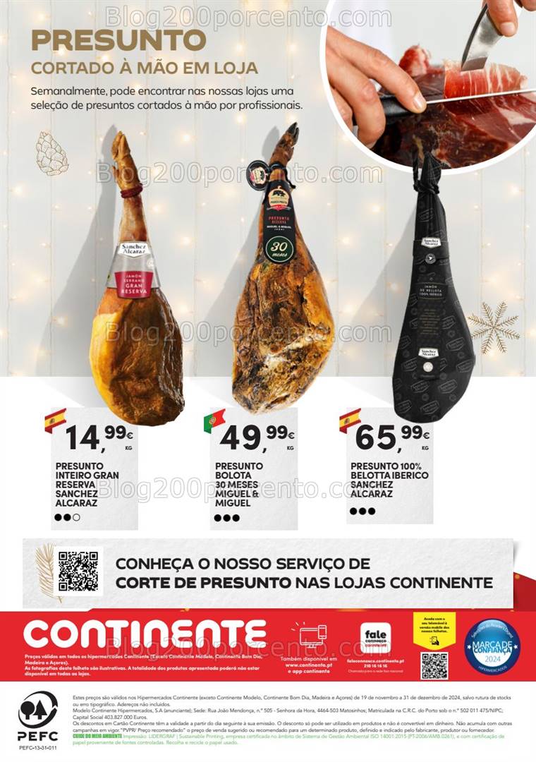 Antevisão Folheto CONTINENTE Charcutaria Natal Promoções de 19 novembro a 31 dezembro