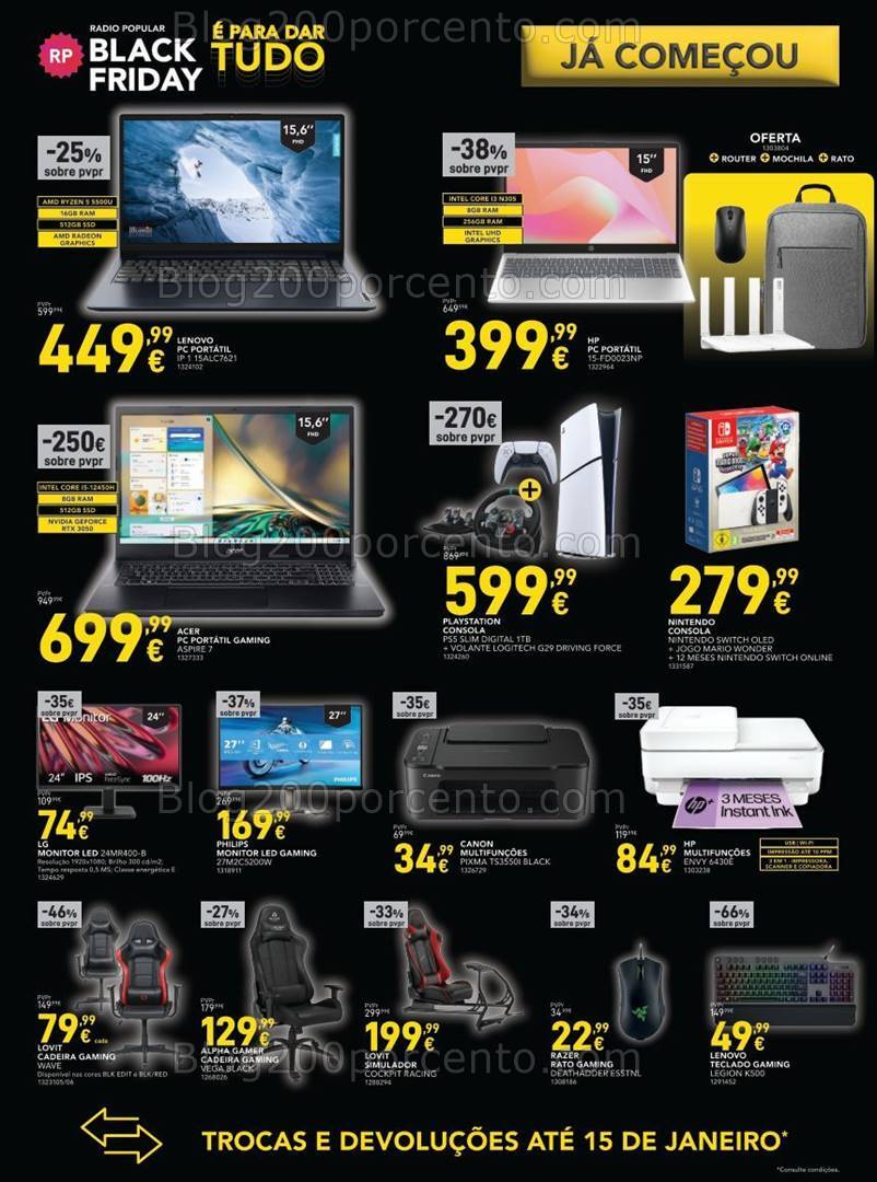 Antevisão Folheto RADIO POPULAR Black Friday Promoções de 5 a 11 novembro